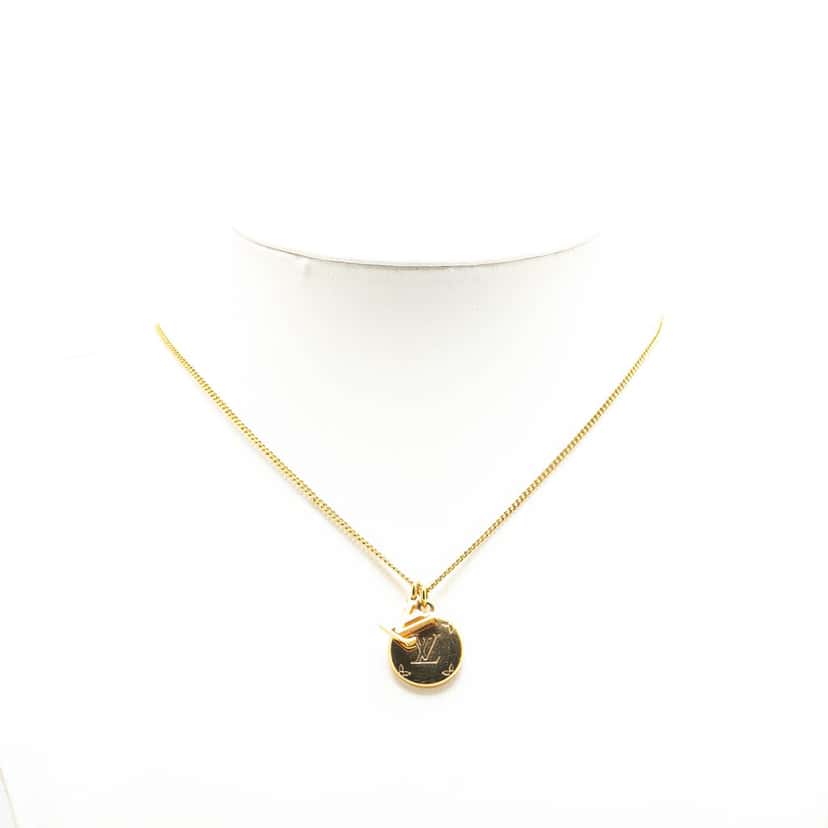 Louis Vuitton Gold Plated Monogram Charms Necklace Gold Metal Good condition - Box View