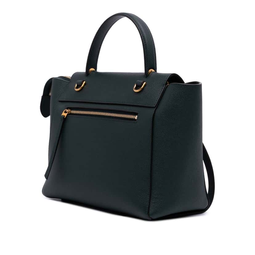 Celine Micro Grained Calfskin Belt Bag Green Leather Fair condition - Back View