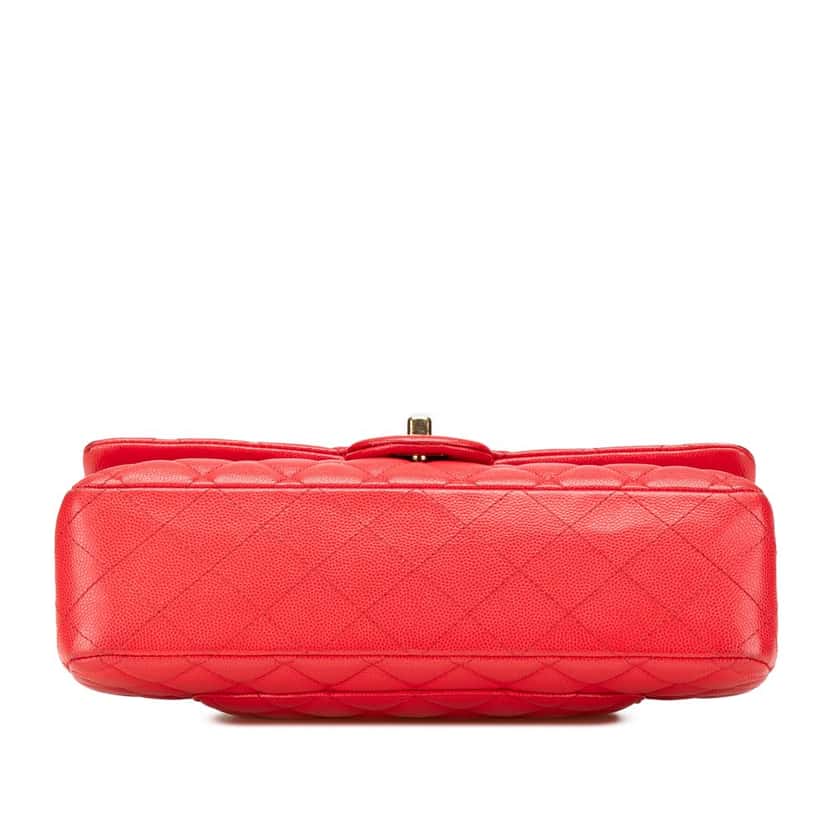 Chanel Medium Classic Caviar Double Flap Red Leather Good condition - Inside View