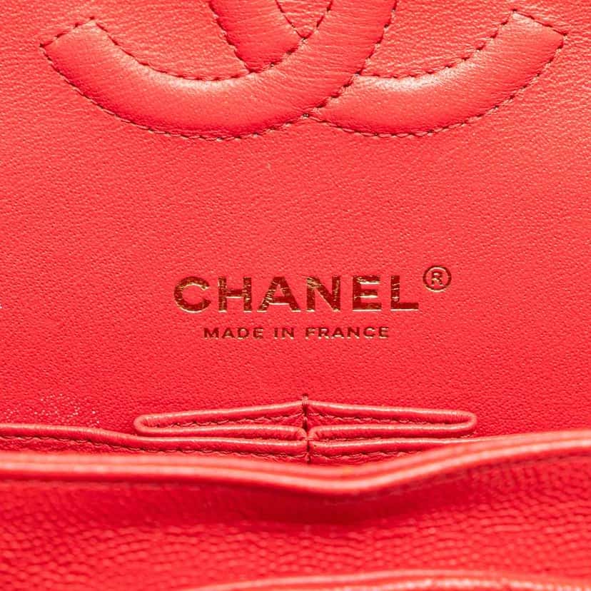 Chanel Medium Classic Caviar Double Flap Red Leather Good condition - Box View