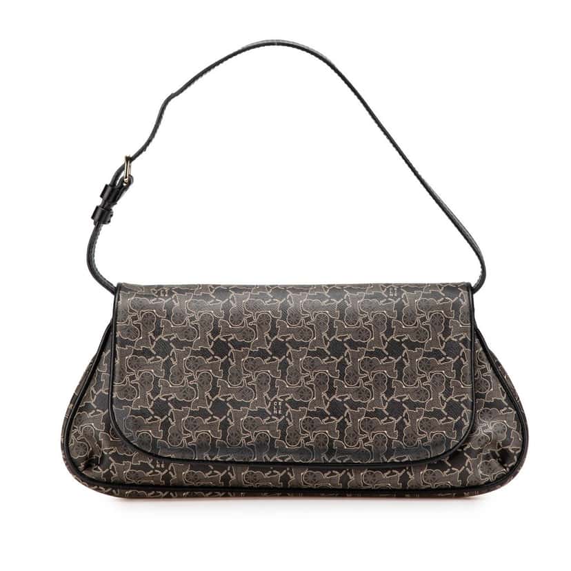 Celine Horse Carriage Coated Canvas Shoulder Bag Black Canvas Good condition - Front View