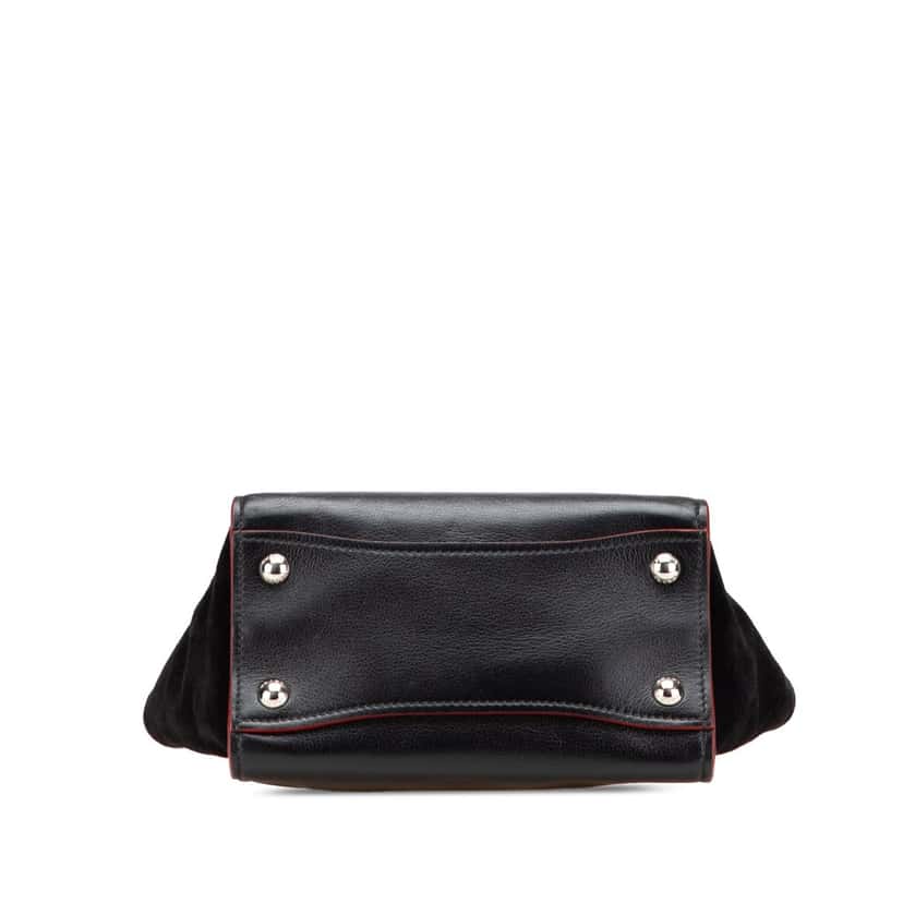 Prada Mini Scamosciato Trimmed Glace Calf Twin Pocket Satchel Black Leather Good condition - Inside View