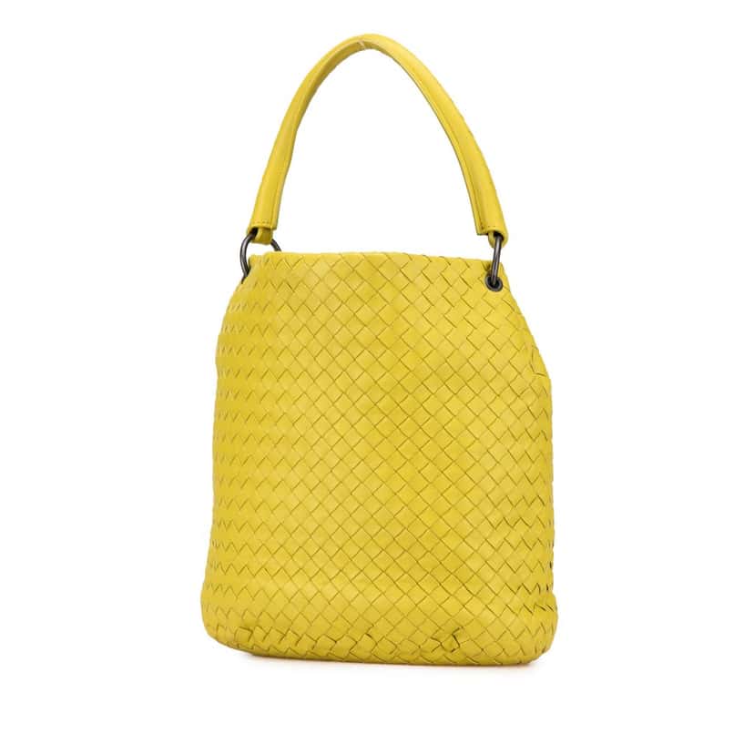 Bottega Veneta Nappa Intrecciato Bucket Bag Yellow Leather Very good condition - Back View