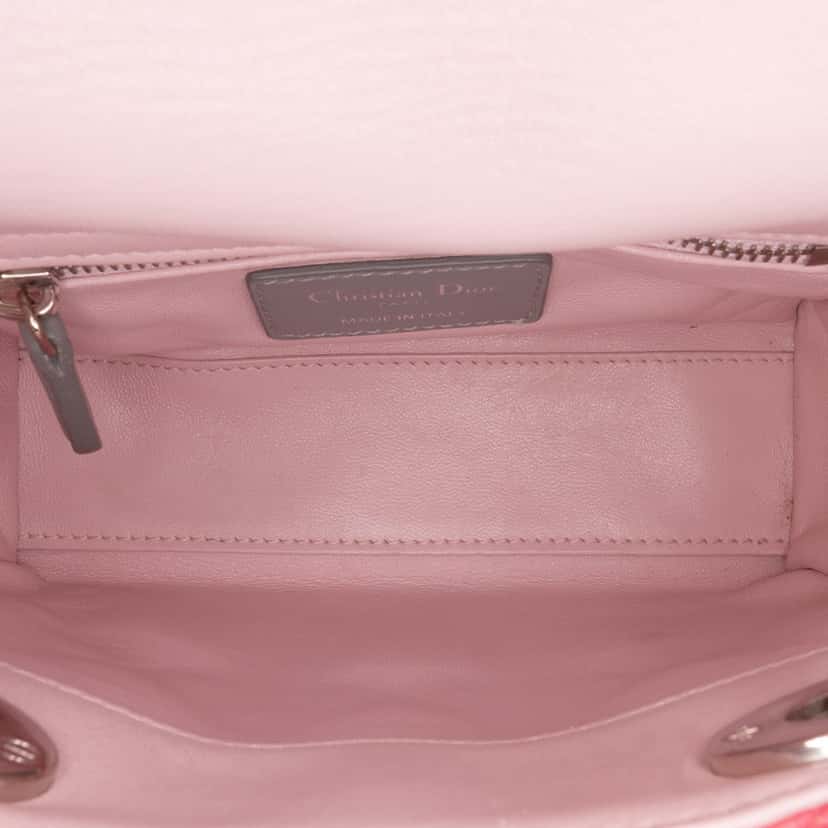 Dior Mini Tricolor Lambskin Cannage Lady Dior Pink Leather Good condition - Model View