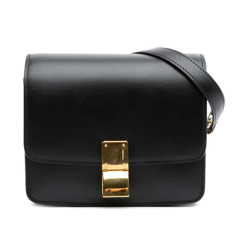 Celine Small Calfskin Classic Box Black Leather Good condition - Front View