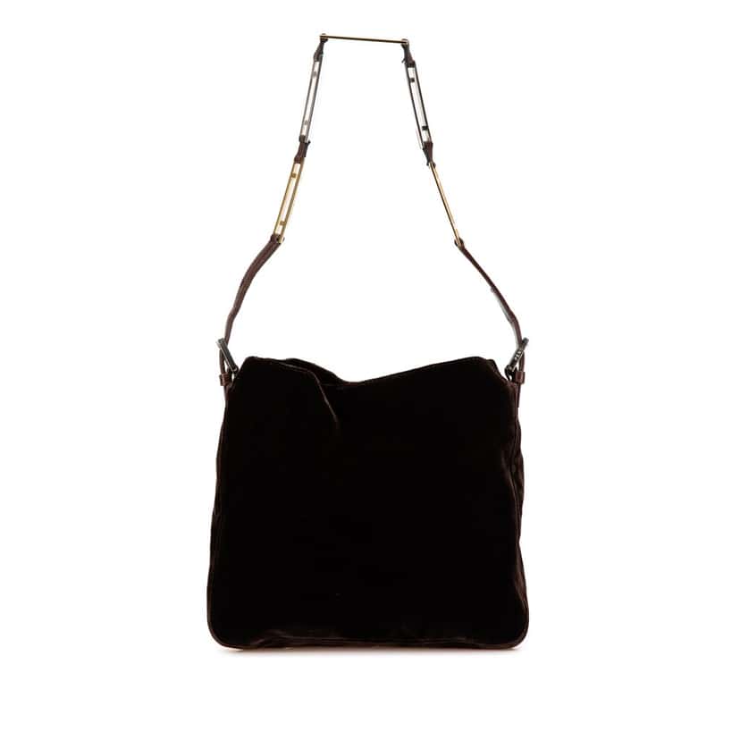 Fendi Velvet Shoulder Bag Brown Velvet Good condition - Front View