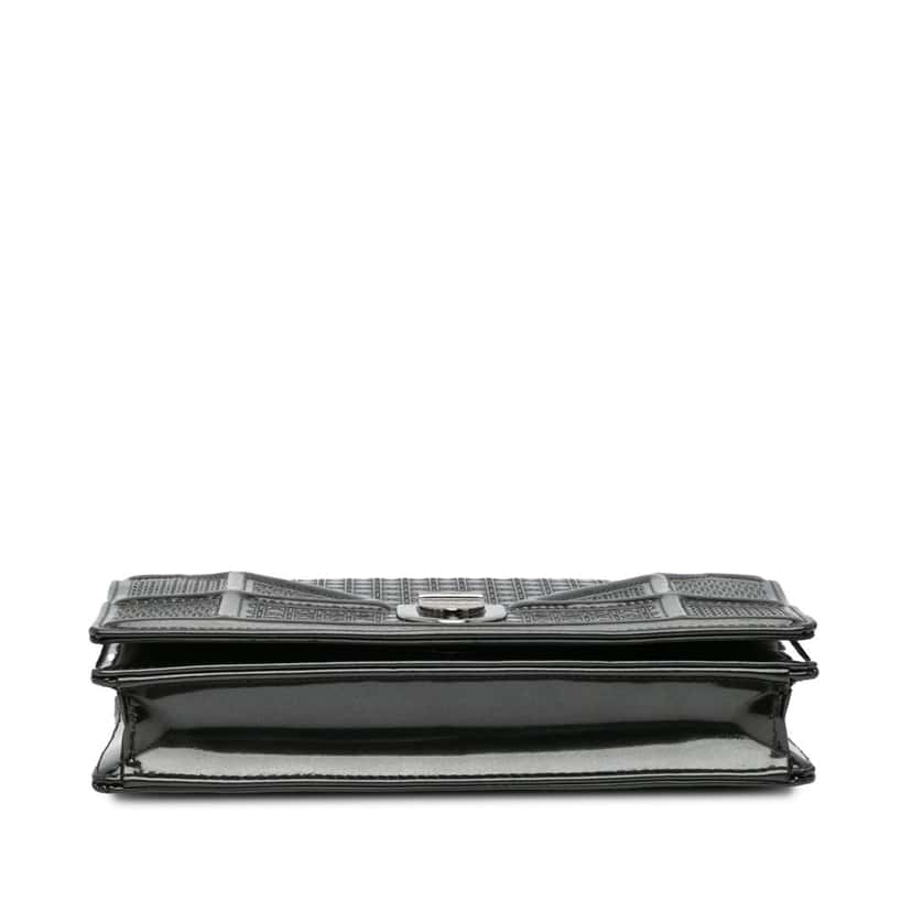 Dior Metallic Patent Microcannage Diorama Wallet on Chain Black Leather Good condition - Inside View