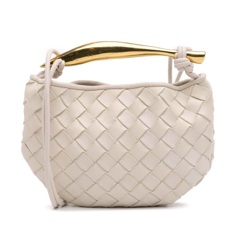 Bottega Veneta Mini Nappa Intrecciato Sardine White Leather Good condition - Front View