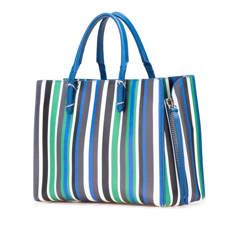 Balenciaga Mini Leather Striped Papier A6 Zip Around Satchel Blue Leather Good condition - Back View