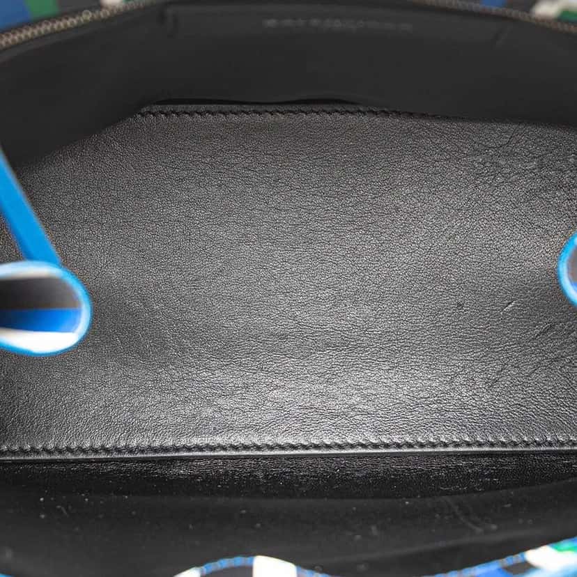 Balenciaga Mini Leather Striped Papier A6 Zip Around Satchel Blue Leather Good condition - Model View