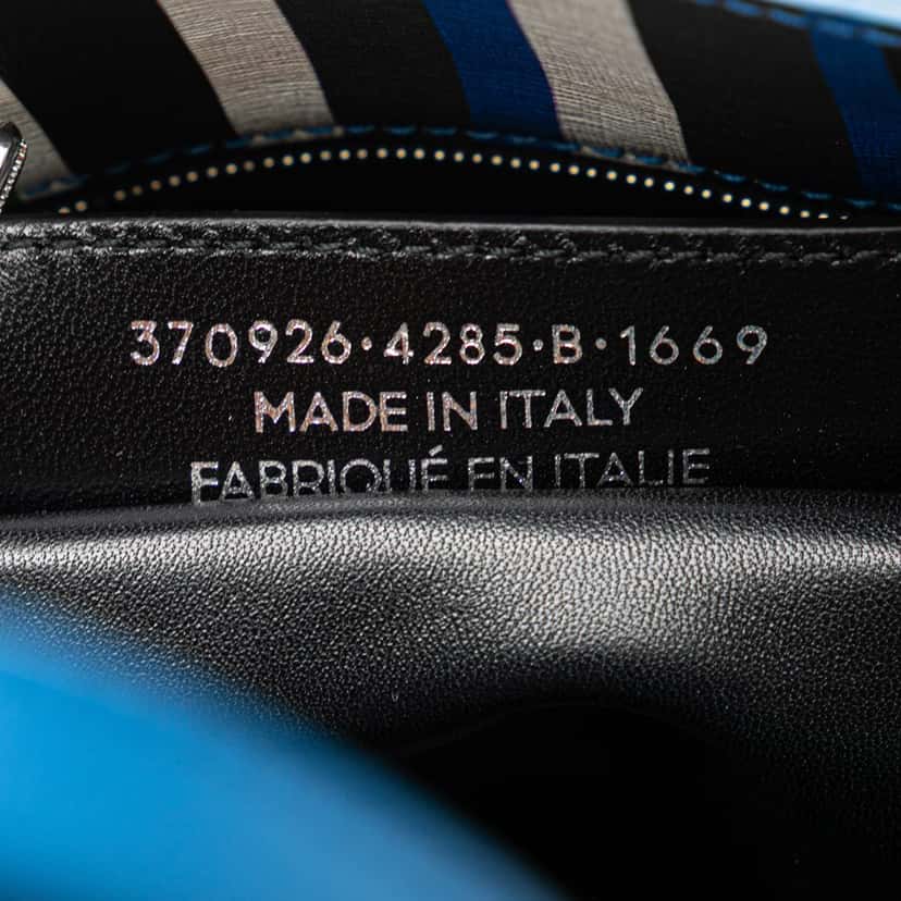 Balenciaga Mini Leather Striped Papier A6 Zip Around Satchel Blue Leather Good condition - Box View