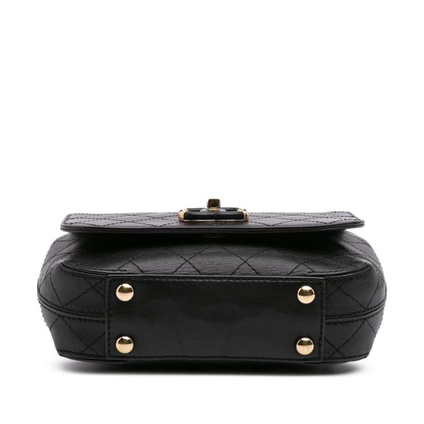 Chanel Small Stitched Calfskin Covered CC Flap Black Leather Good condition - Inside View