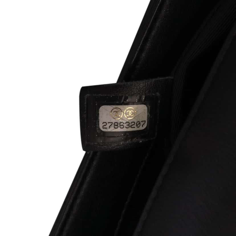Chanel Small Stitched Calfskin Covered CC Flap Black Leather Good condition - Box View
