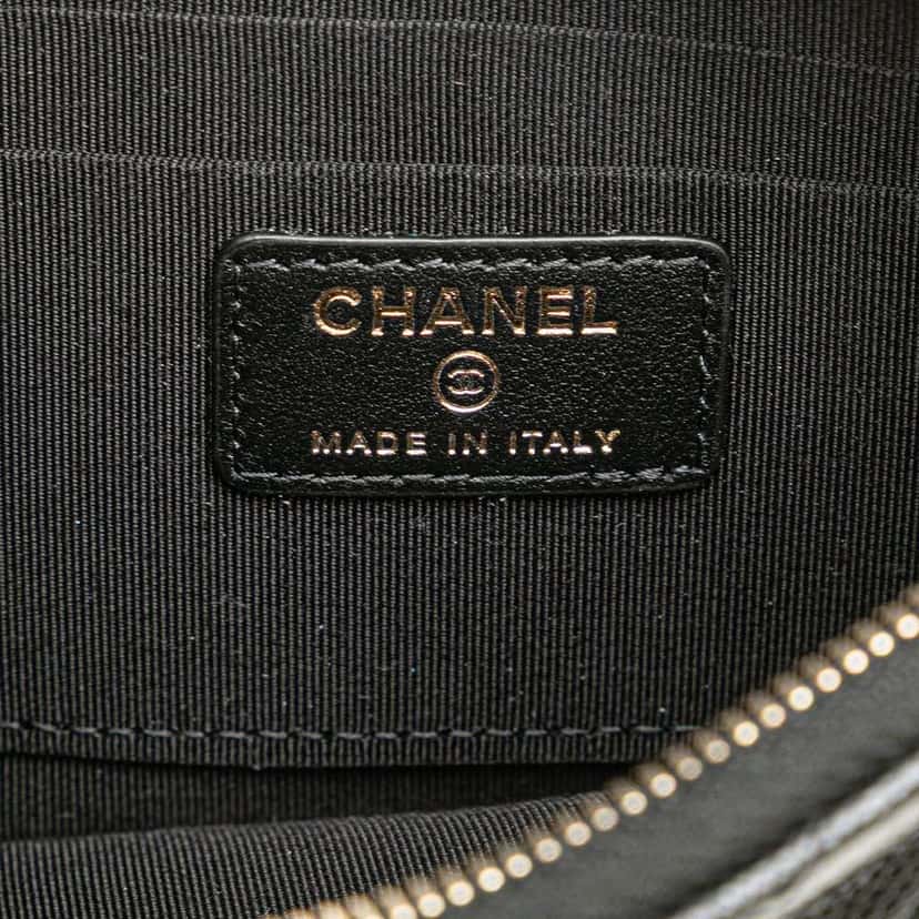 Chanel CC Quilted Caviar Card Holder Black Leather Good condition - Box View