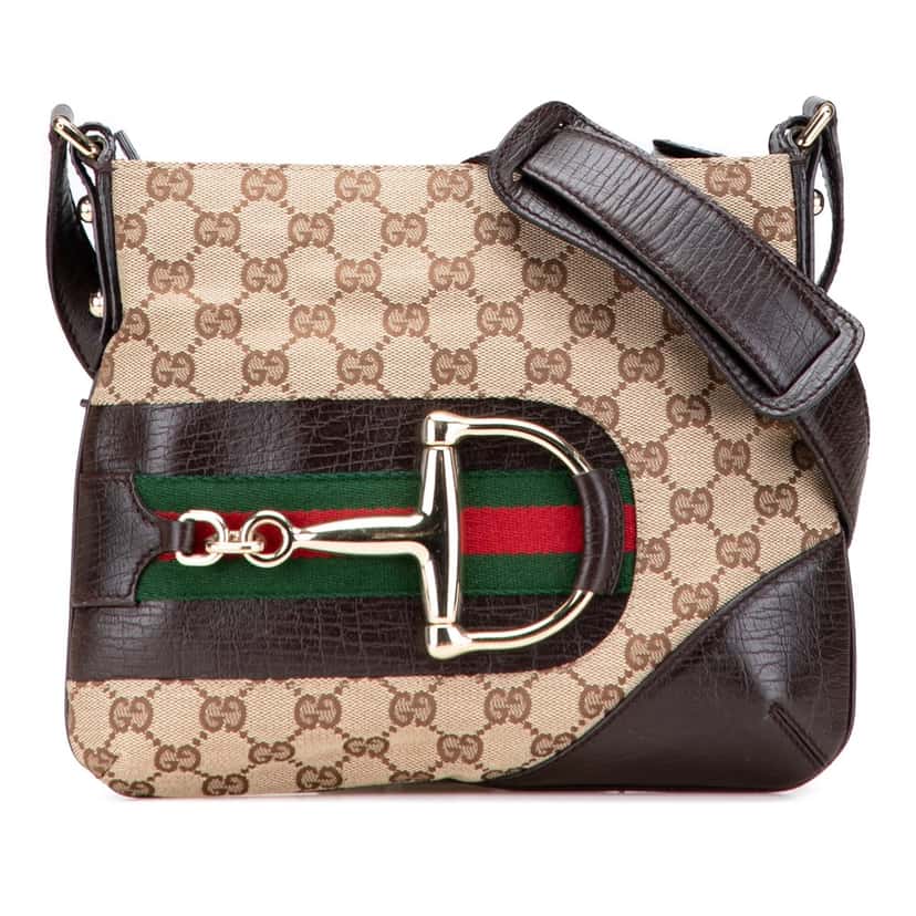 Gucci GG Canvas Hasler Web Crossbody Brown Canvas Good condition - Front View