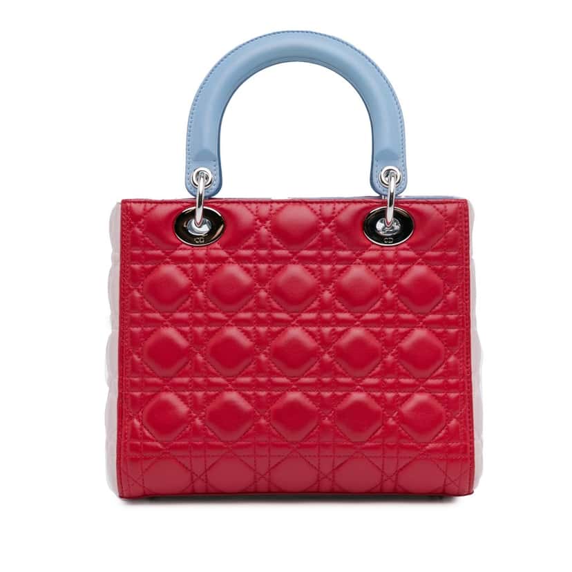 Dior Medium Tricolor Lambskin Cannage Lady Dior Red Leather Very good condition - Inside View