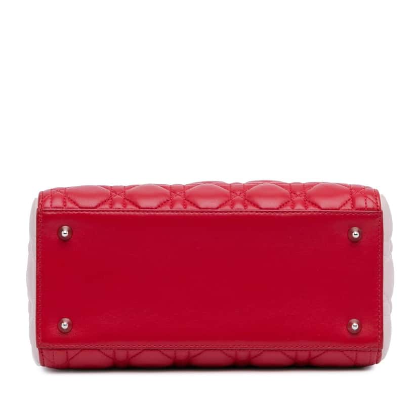 Dior Medium Tricolor Lambskin Cannage Lady Dior Red Leather Very good condition - Model View