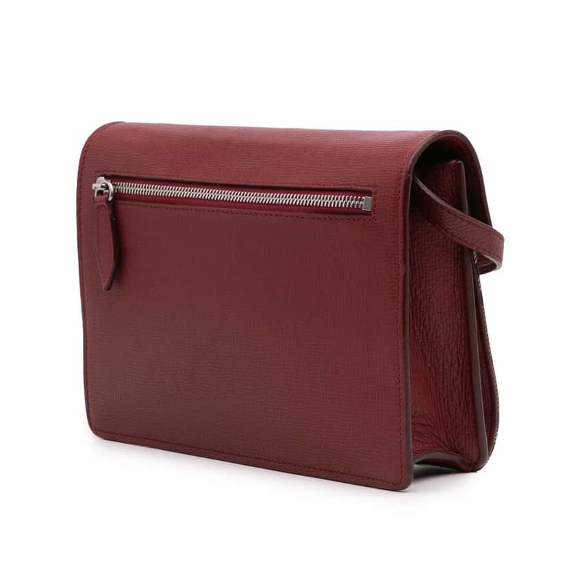 Burberry Small Leather and House Check Canvas Derby Macken Crossbody Red Leather Good condition - Back View