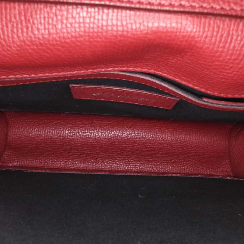 Burberry Small Leather and House Check Canvas Derby Macken Crossbody Red Leather Good condition - Model View