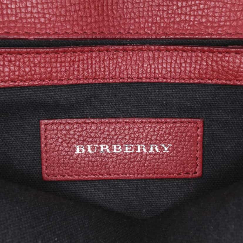 Burberry Small Leather and House Check Canvas Derby Macken Crossbody Red Leather Good condition - Box View