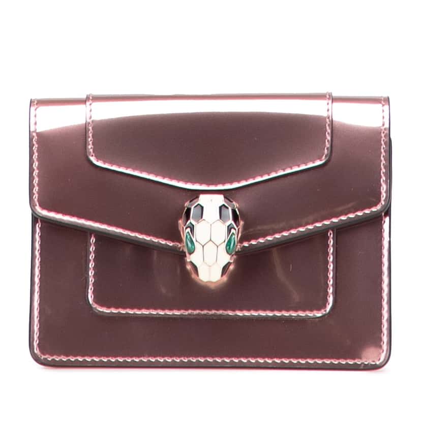 Bvlgari Patent Serpenti Forever Pouch Pink Leather Good condition - Front View