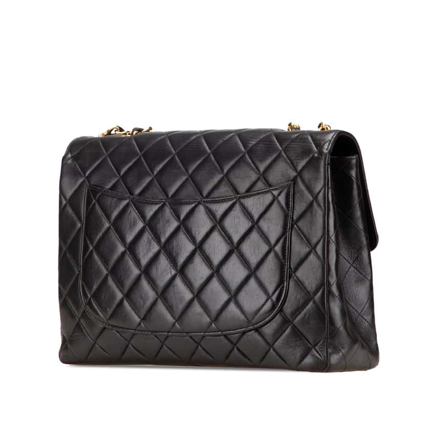 Chanel Jumbo Classic Lambskin Single Flap Black Leather Good condition - Back View