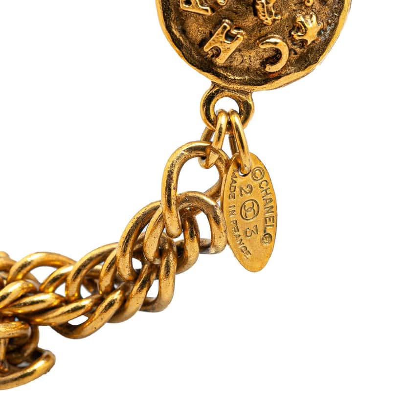 Chanel Gold Plated Medallion Station Long Necklace Gold Metal Good condition - Back View