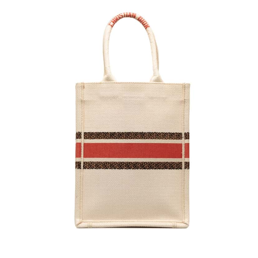 Dior Fleurs Bibliques Embroidery Vertical Book Tote Brown Canvas Good condition - Inside View