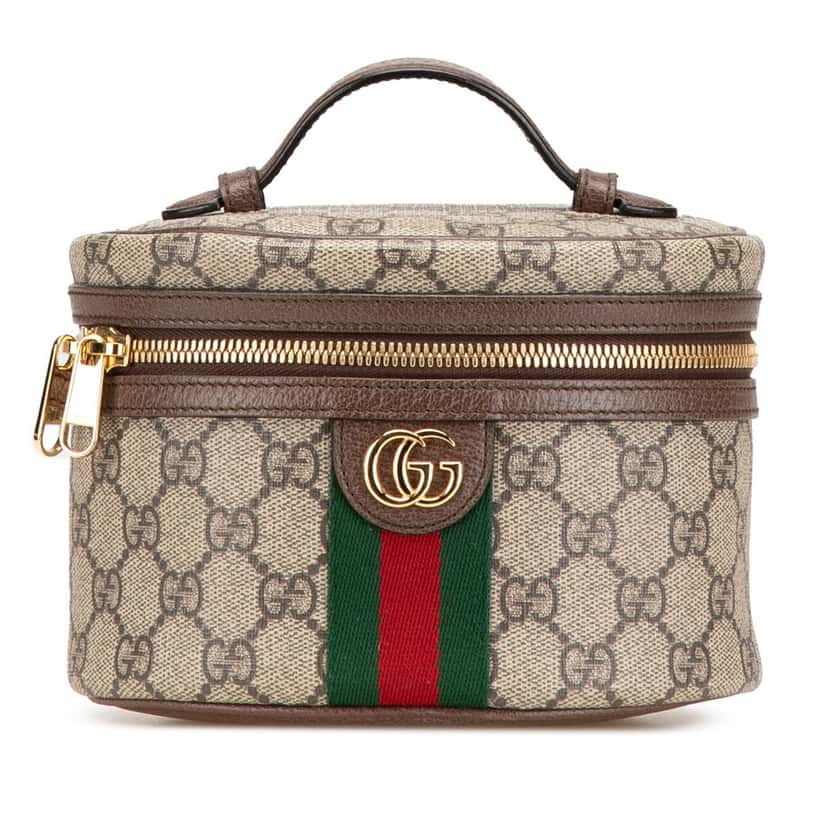 Gucci GG Supreme Web Ophidia Vanity Bag Brown Canvas Good condition - Front View