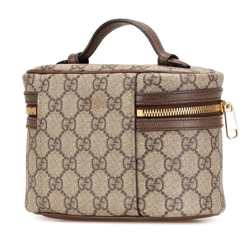 Gucci GG Supreme Web Ophidia Vanity Bag Brown Canvas Good condition - Back View