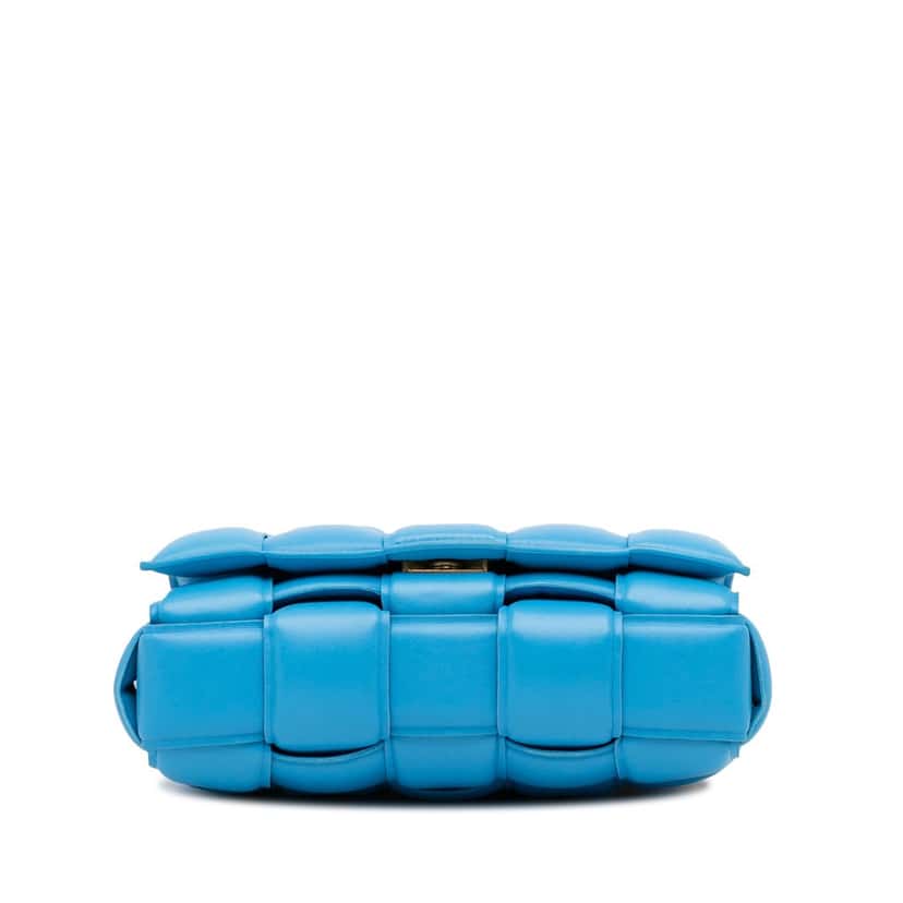 Bottega Veneta Nappa Intrecciato Padded Chain Cassette Satchel Blue Leather Very good condition - Box View