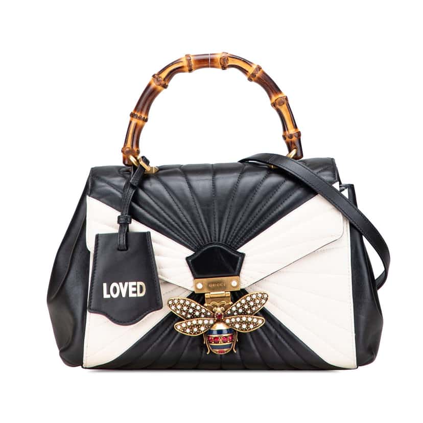 Gucci Leather Bamboo Queen Margaret Satchel White Leather Good condition - Front View