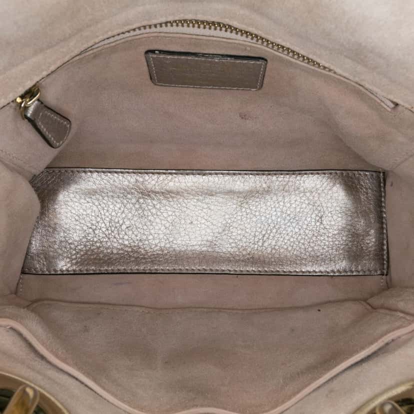 Dior Small Metallic Grained Calfskin Cannage Supple Lady Dior Silver Leather Good condition - Model View