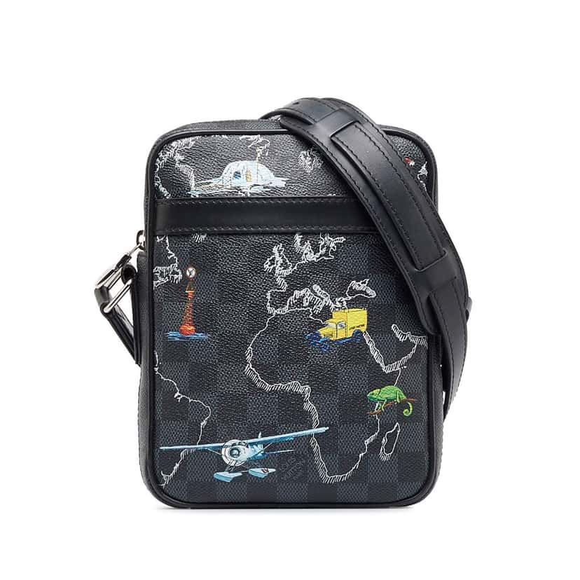 Louis Vuitton Damier Graphite Renaissance Map Danube Slim PM Black Canvas Good condition - Front View
