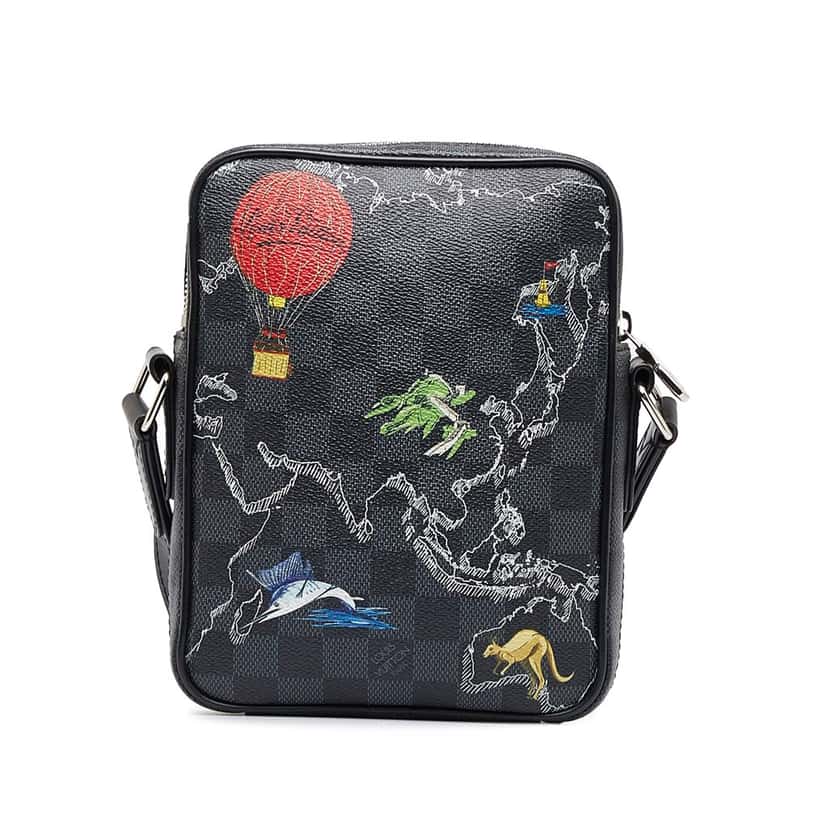 Louis Vuitton Damier Graphite Renaissance Map Danube Slim PM Black Canvas Good condition - Inside View