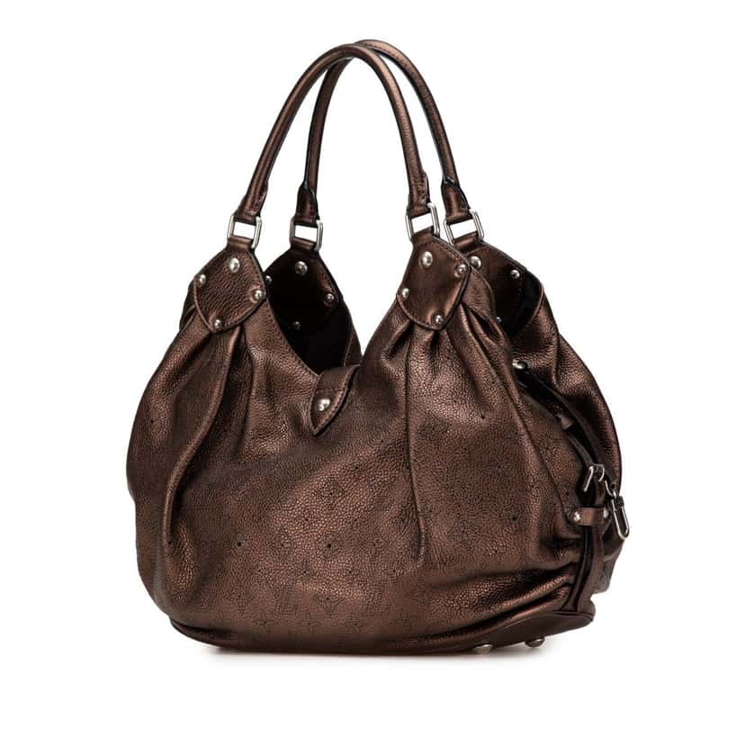 Louis Vuitton Monogram Mahina L Hobo Brown Leather Good condition - Back View