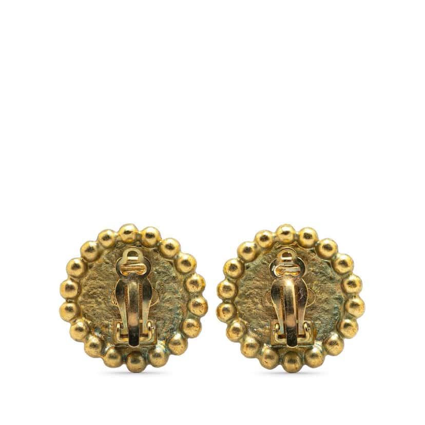 Chanel Gold Plated CC Button Clip On Earrings Gold Metal Good condition - Back View