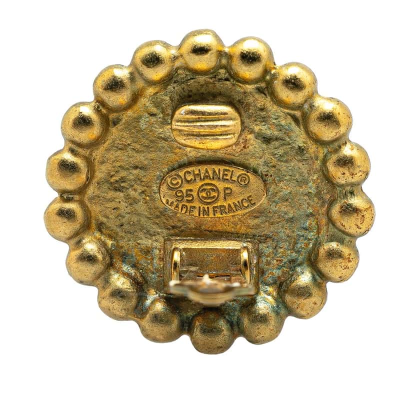 Chanel Gold Plated CC Button Clip On Earrings Gold Metal Good condition - Inside View