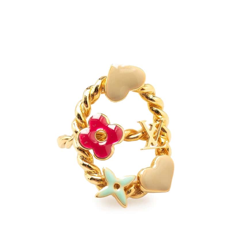Louis Vuitton Gold Plated and Enamel Berg Sweet Monogram Ring Gold Metal Good condition - Model View