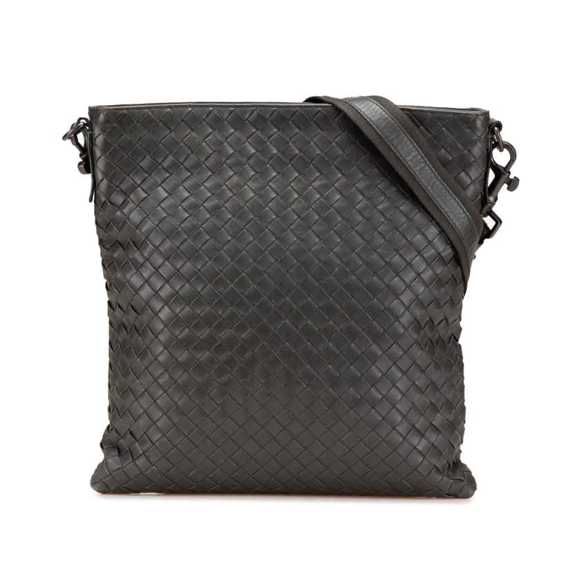 Bottega Veneta Nappa Intrecciato VN Crossbody Grey Leather Good condition - Front View