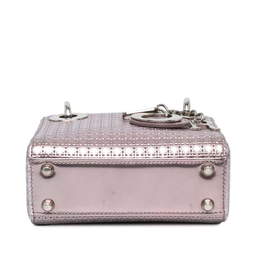 Dior Mini Metallic Patent Microcannage Lady Dior Pink Leather Fair condition - Inside View