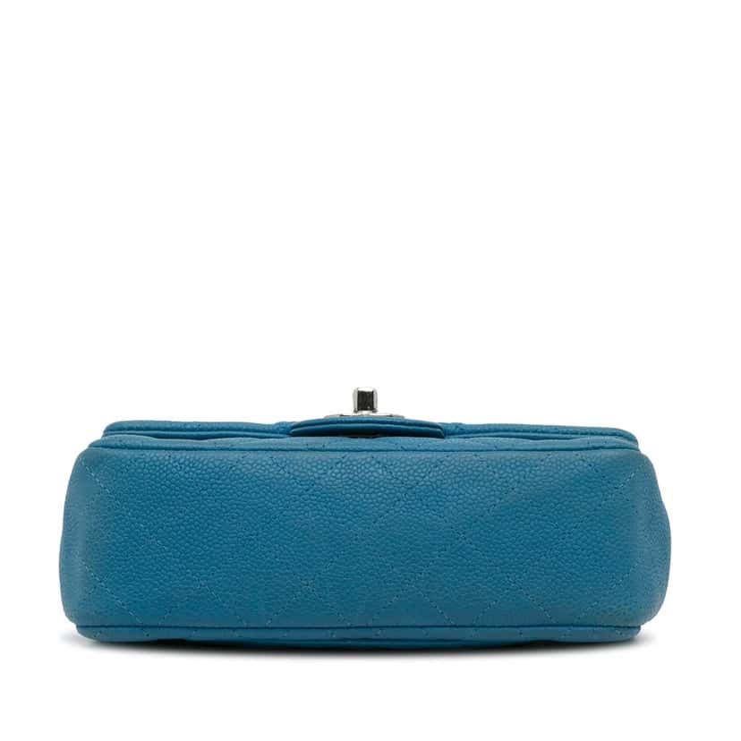 Chanel Mini Rectangular Classic Caviar Single Flap Blue Leather Good condition - Box View