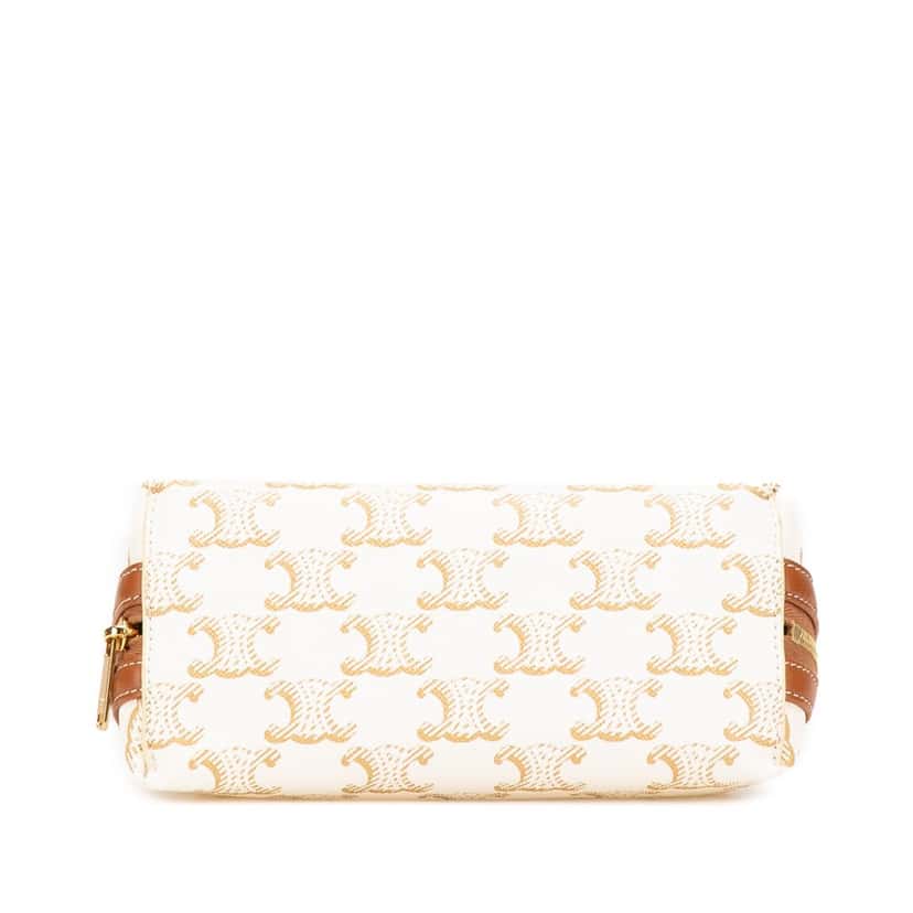 Celine Triomphe Coated Canvas Clutch On Chain White Canvas Good condition - Inside View