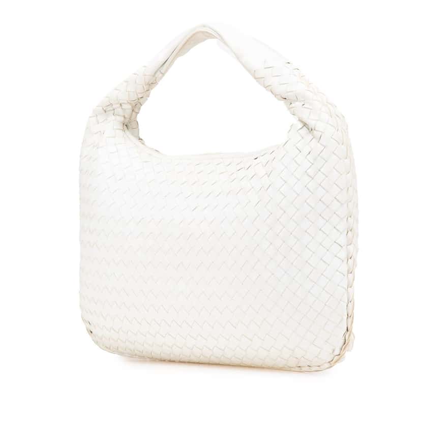Bottega Veneta Small Nappa Intrecciato Veneta Hobo White Leather Good condition - Back View