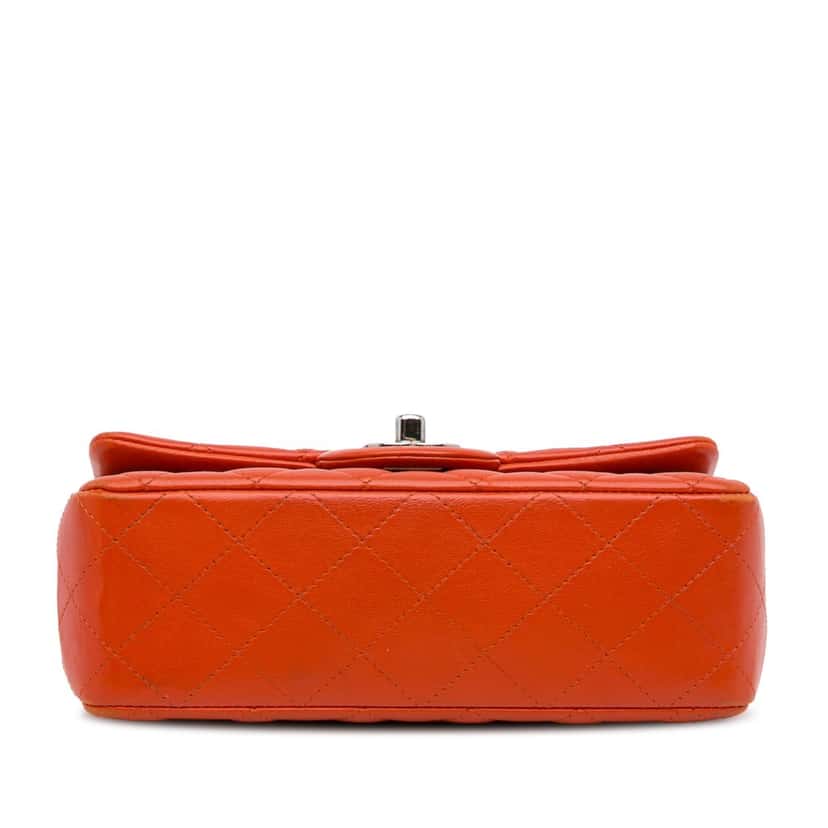 Chanel Mini Rectangular Classic Lambskin Single Flap Orange Leather Very good condition - Box View