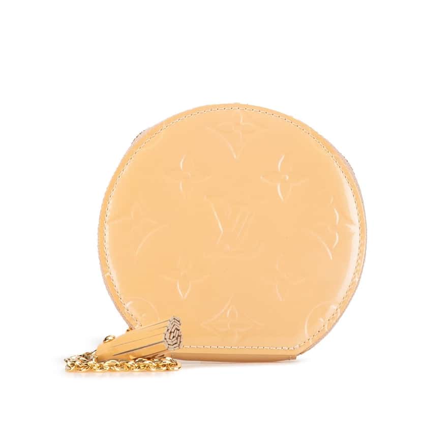 Louis Vuitton Monogram Vernis Round Coin Pouch Brown Leather Good condition - Front View