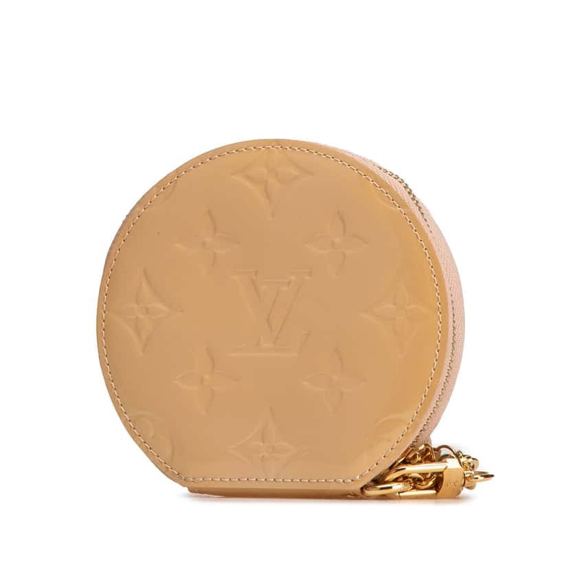 Louis Vuitton Monogram Vernis Round Coin Pouch Brown Leather Good condition - Back View