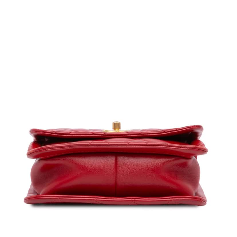 Chanel Mini Quilted Lambskin Soft Square Flap Red Leather Very good condition - Inside View
