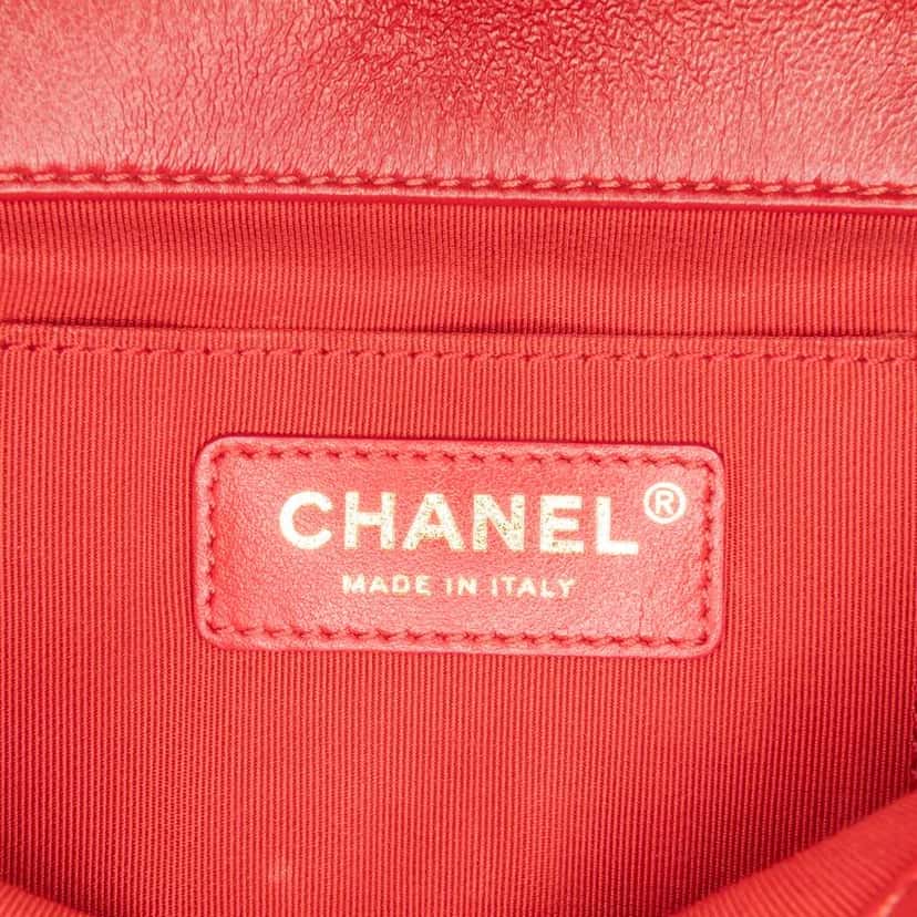 Chanel Mini Quilted Lambskin Soft Square Flap Red Leather Very good condition - Box View