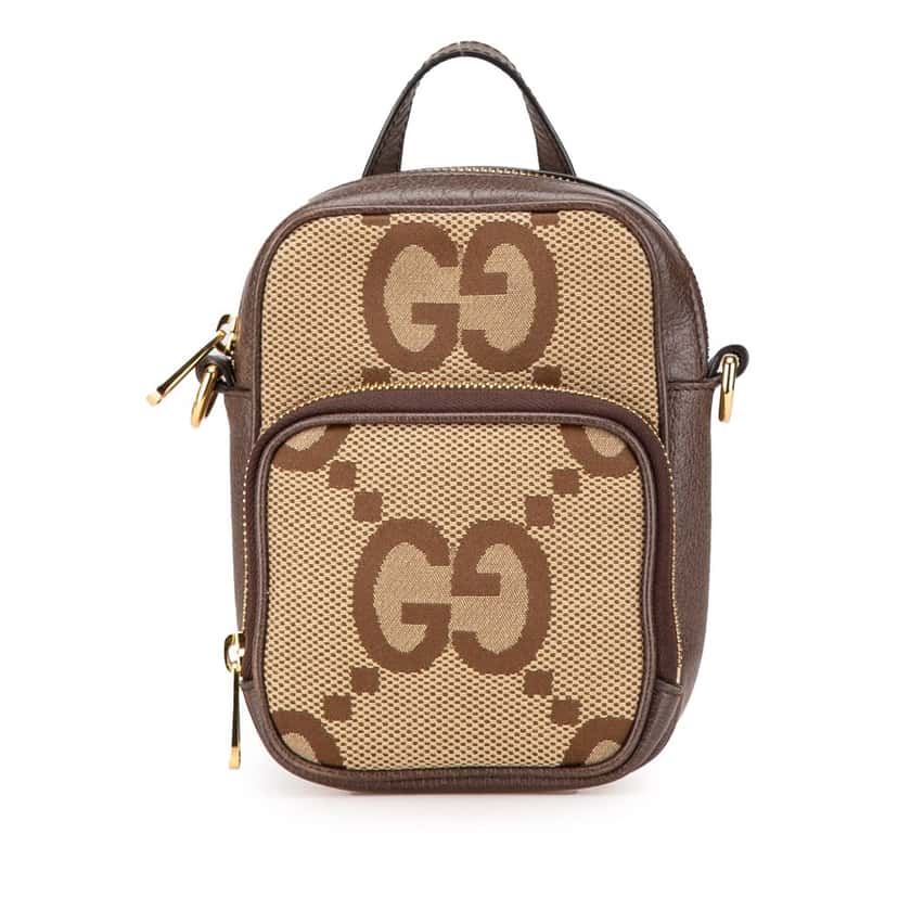 Gucci Micro Jumbo GG Canvas Web Top Handle Bag Brown Canvas Good condition - Front View